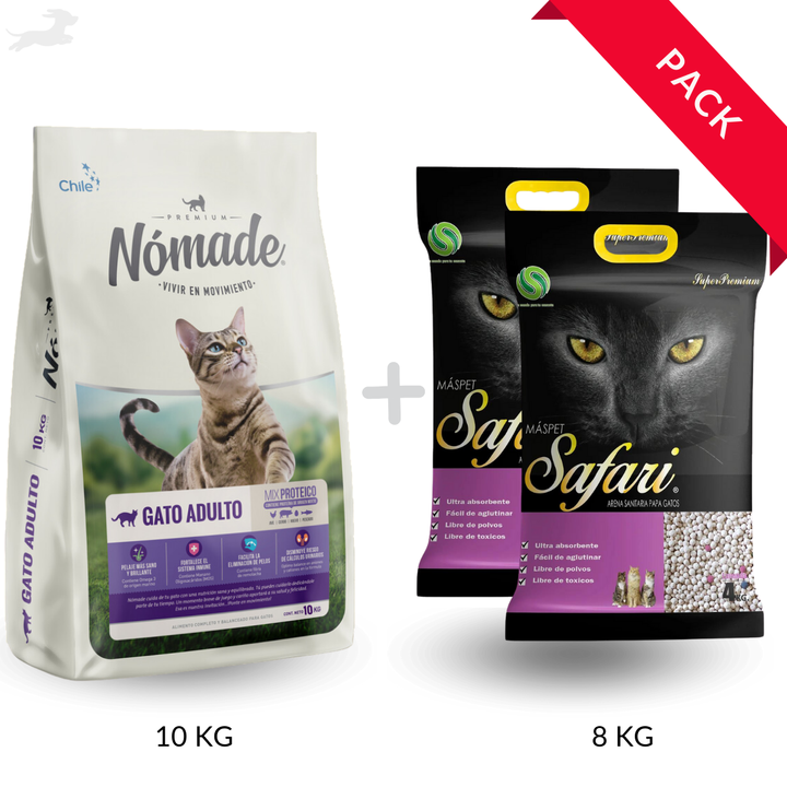 Pack Nomade Gato + Arena Safari 8KG