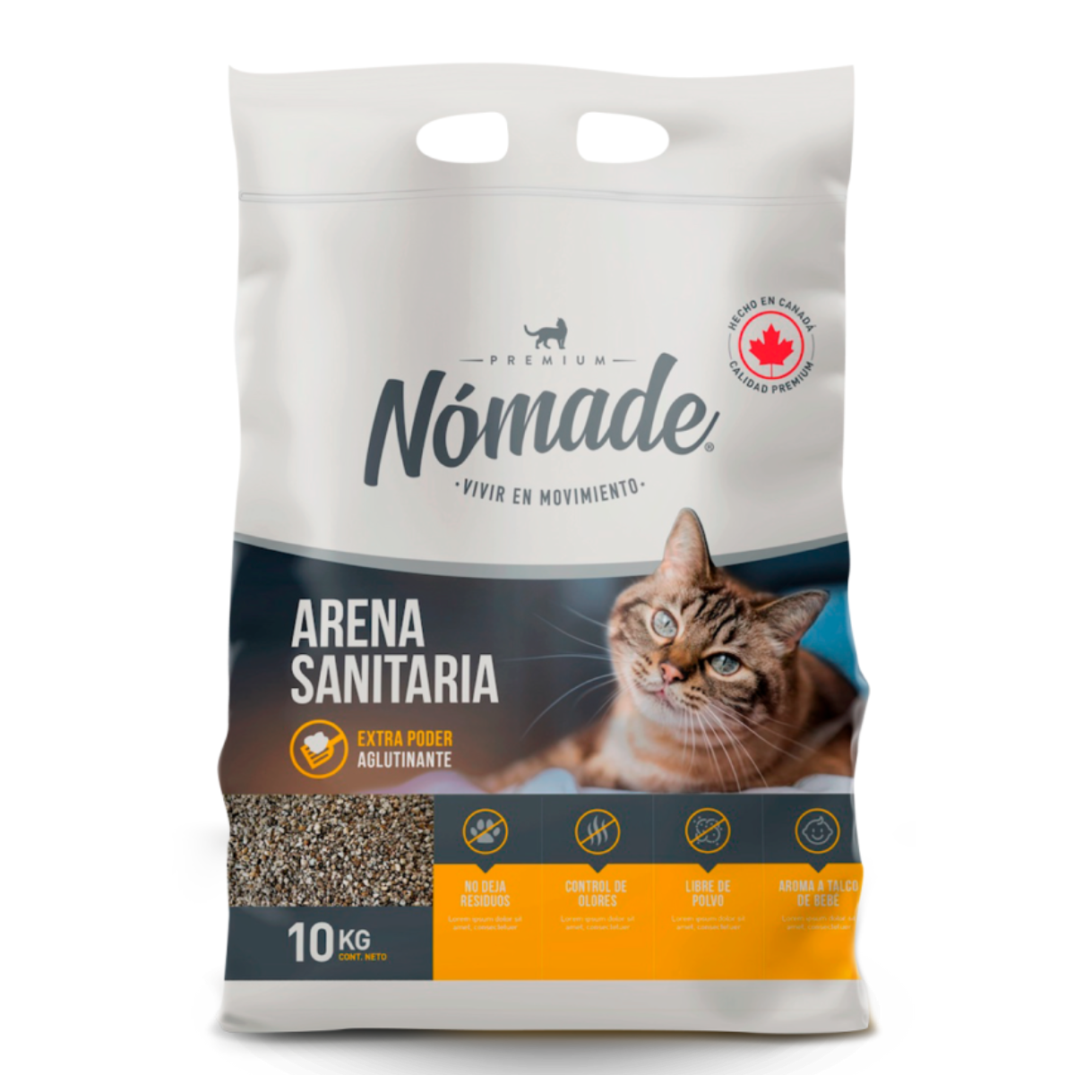 Arena Sanitaria aglutinante Nomade 10KG - Mascota Express