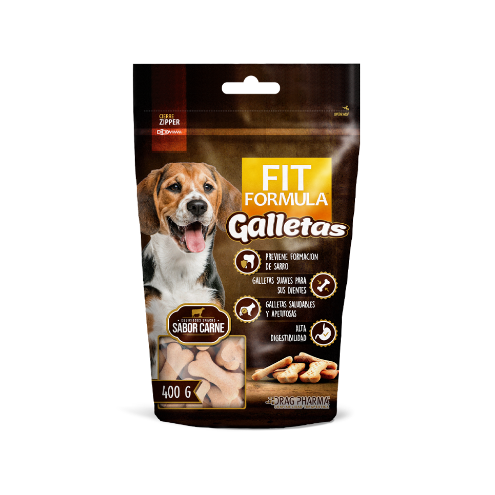 Snack Fit Galletas Perro / Sabor Carne - Mascota Express