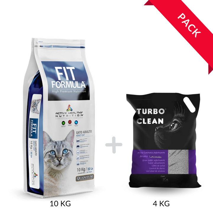 Pack Fit Formula Gato + Arena Turbo Clean Lavanda 4KG