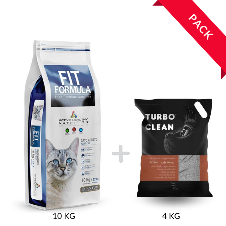 Pack Fit Formula Gato + Arena Turbo Clean Café Moka 4KG